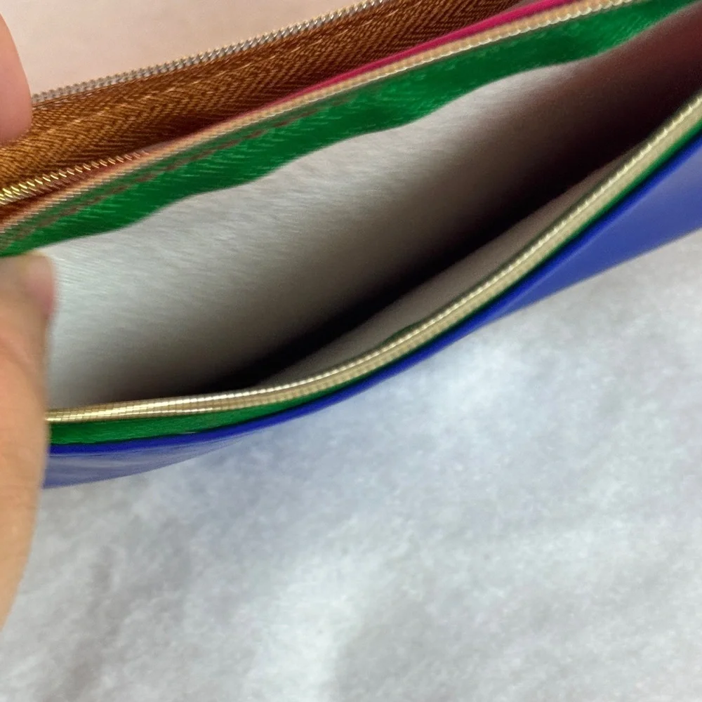 2pc Ipsy‎ Zipper Pouch Makeup Bags -Pink/Blue & Tan with Stripes.